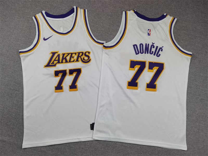 Nike Kids and Youth LA Lakers Basketball Jersey White Association Edition - Dončić 77