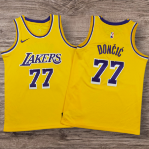 Nike Kids and Youth LA Lakers Basketball Jersey Yellow Association Edition – Dončić 77